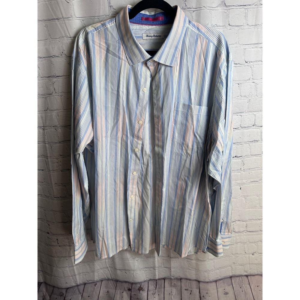 Tommy Bahama Striped Button Up Long Sleeve Dress Shirt Collared